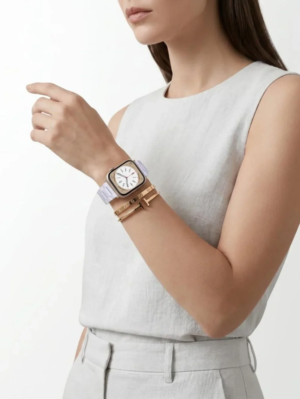 Stylish Resin Apple Watch Band for Series 1-11, Unisex, Pure White, 38-42mm